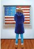 American Flag- museum and art within art hyperrealism painting by Gerard Boersma of woman enjoying American Flag by Jasper Johns